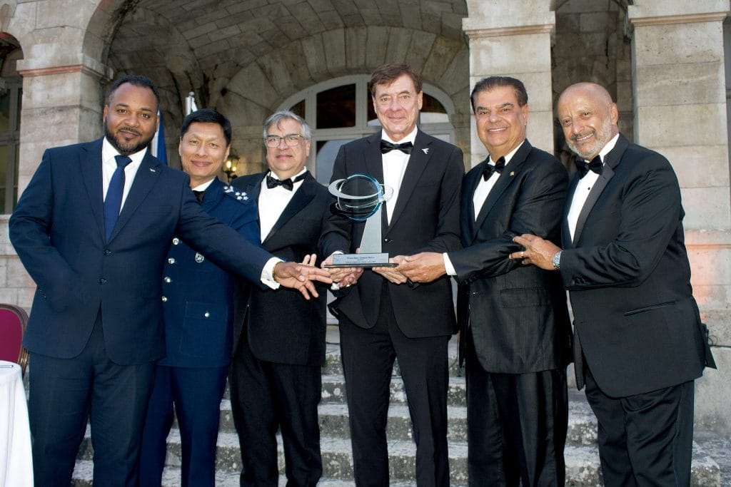 Ministro Plenipotenciário de Curaçao, Carlson Manuel; Tenente-Brigadeiro do Ar, Vicent Dang; Reitor da USP, Carlos Gilberto Carlotti Junior; Presidente Embraer, Francisco Gomes e Senador Nelson Trad Filho
