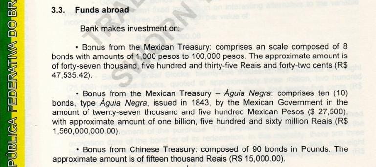 Jazida de ouro e bônus mexicanos de 1843: o exótico banco que quis "salvar" o Corinthians 5 | Brazil Economy Papéis do Tesouro Mexicano e do Tesouro Chinês relatados pela empresa