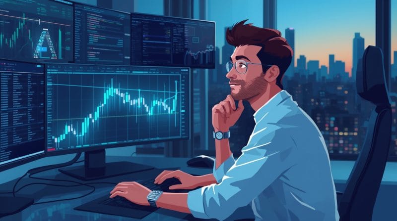 Como a Inteligência Artifical pode acelerar sua estratégia de negociação de ações 9 | Brazil Economy Lucid Origin A futuristic illustration of a person sitting in 2 | Brazil Economy