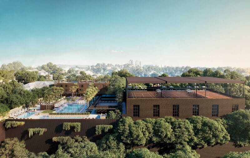JHSF expande ecossistema de lifestyle com o luxuoso Fasano Tennis Club em São Paulo 1 | Brazil Economy Vista aérea do empreendimento que terá dez quadras de tênis, além de padel, squash e pickleball