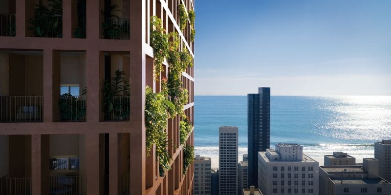 Entenda a onda barefoot luxury, seja a bordo de um iate ou no imóvel da praia 2 | Brazil Economy Ilustração da fachada lateral do Auris Residenze, em Balneário Camboriú (SC), considerado o primeiro edifício árvore da região